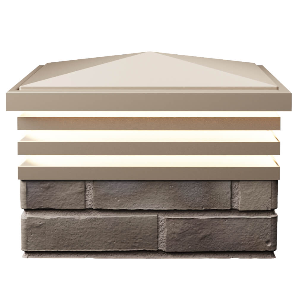 Колпак Zking Бона ХайТек Бежевый на столб 1.5х1.5 кирпича (385х385мм) с подсветкой в Гулькевичах фото