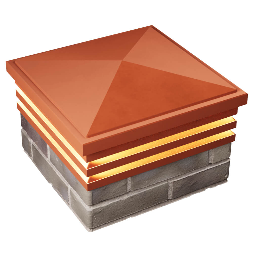 Колпак Zking Бона ХайТек Красный на столб 1.5х1.5 кирпича (385х385мм) с подсветкой в Гулькевичах фото