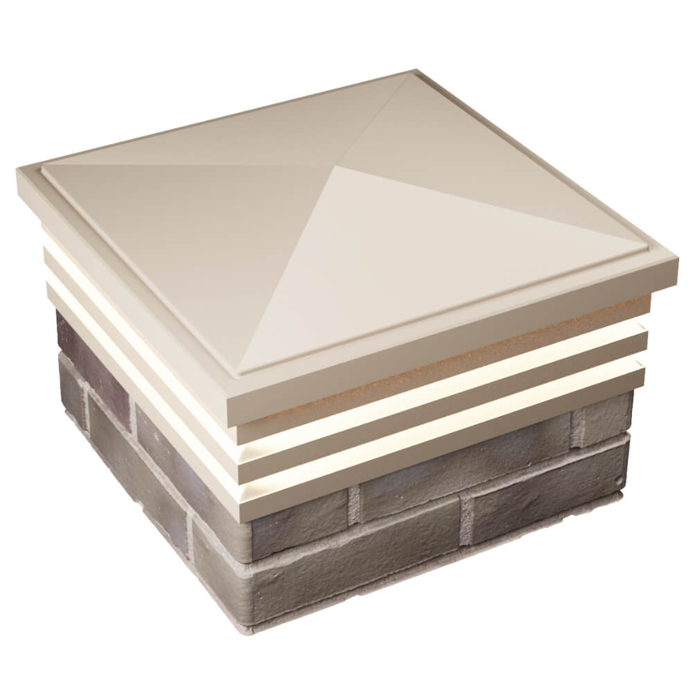 Колпак Zking Бона ХайТек Бежевый на столб 1.5х1.5 кирпича (385х385мм) с подсветкой в Гулькевичах фото