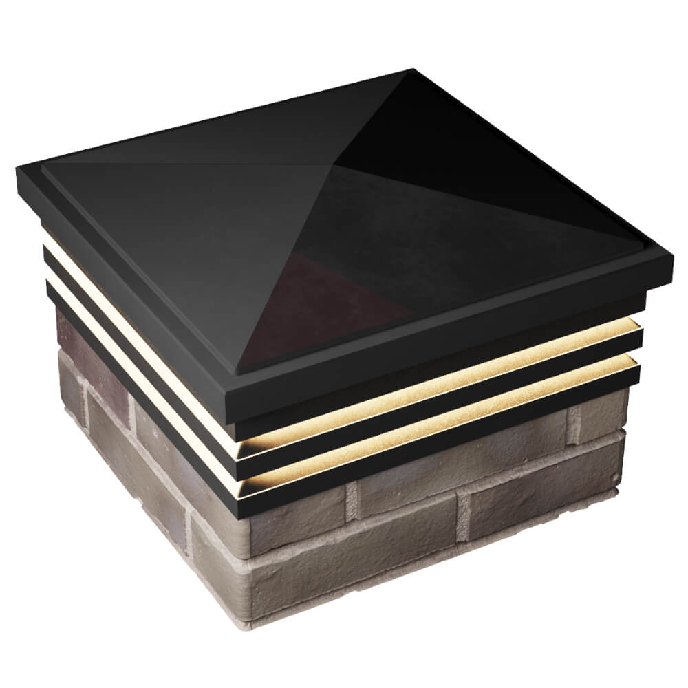 Колпак Zking Бона ХайТек Черный на столб 1.5х1.5 кирпича (385х385мм) с подсветкой в Гулькевичах фото