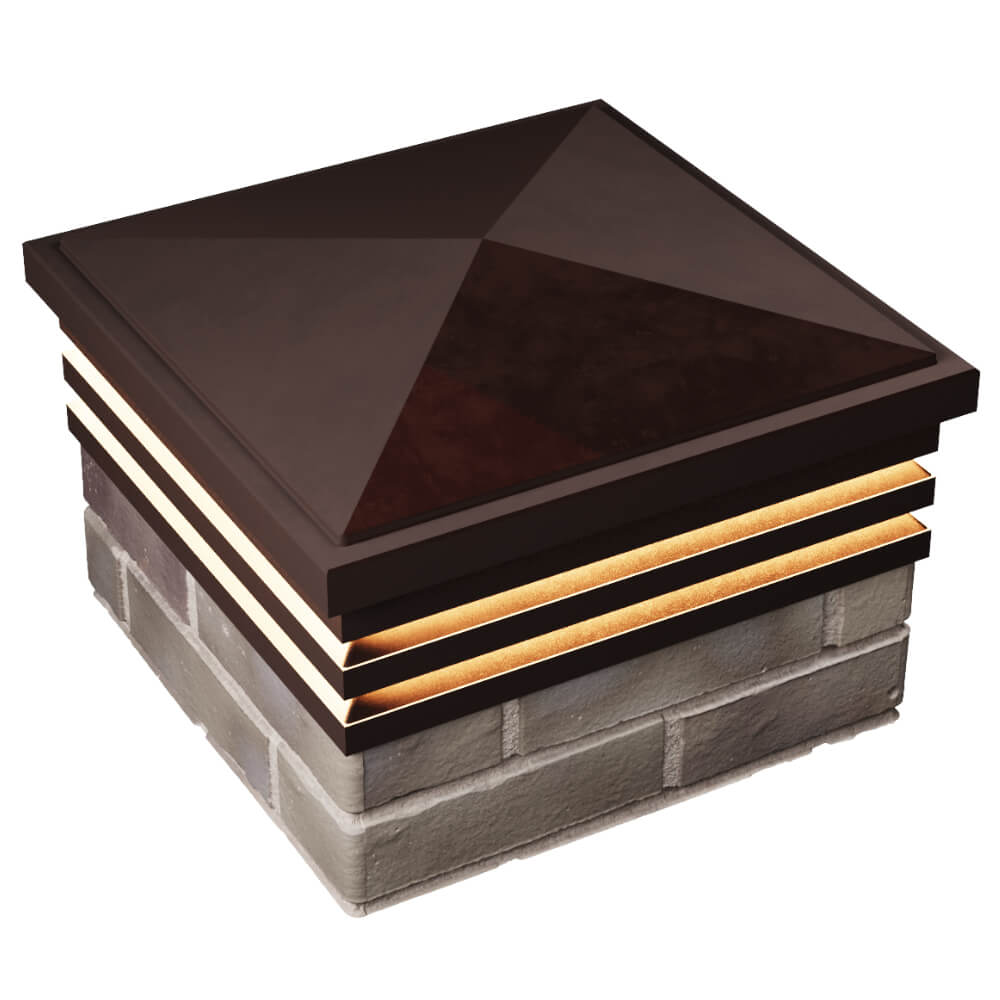 Колпак Zking Бона ХайТек Коричневый на столб 1.5х1.5 кирпича (385х385мм) с подсветкой в Гулькевичах фото