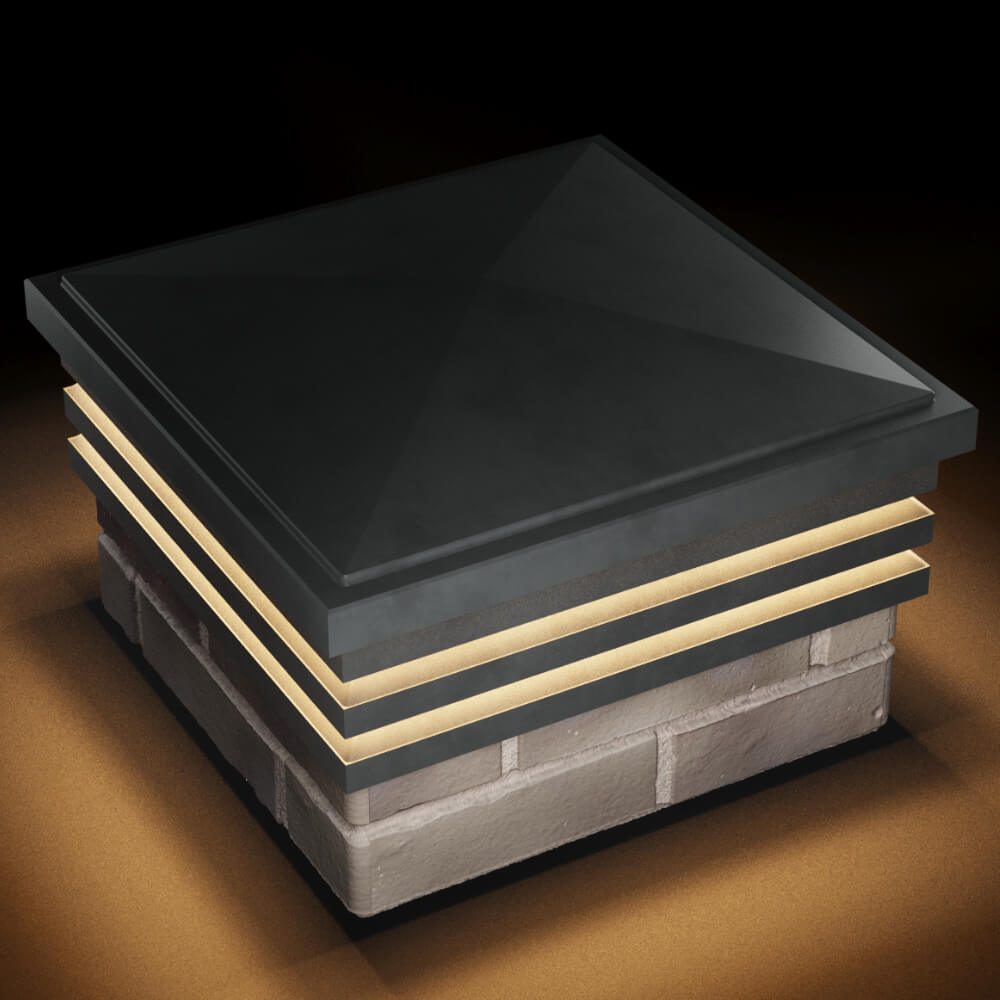 Колпак Zking Бона ХайТек Серый на столб 1.5х1.5 кирпича (385х385мм) с подсветкой в Гулькевичах фото