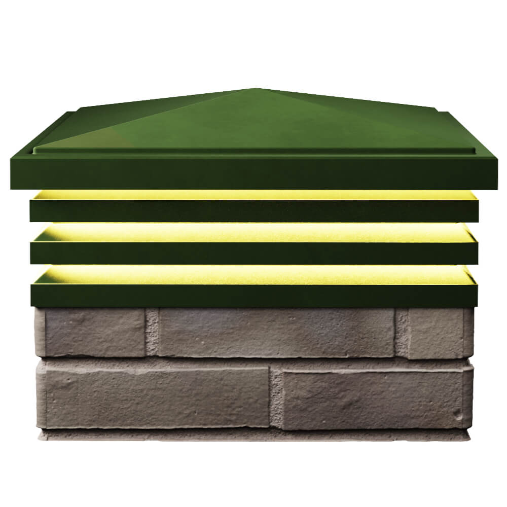 Колпак Zking Бона ХайТек Зеленый на столб 1.5х1.5 кирпича (385х385мм) с подсветкой в Гулькевичах фото