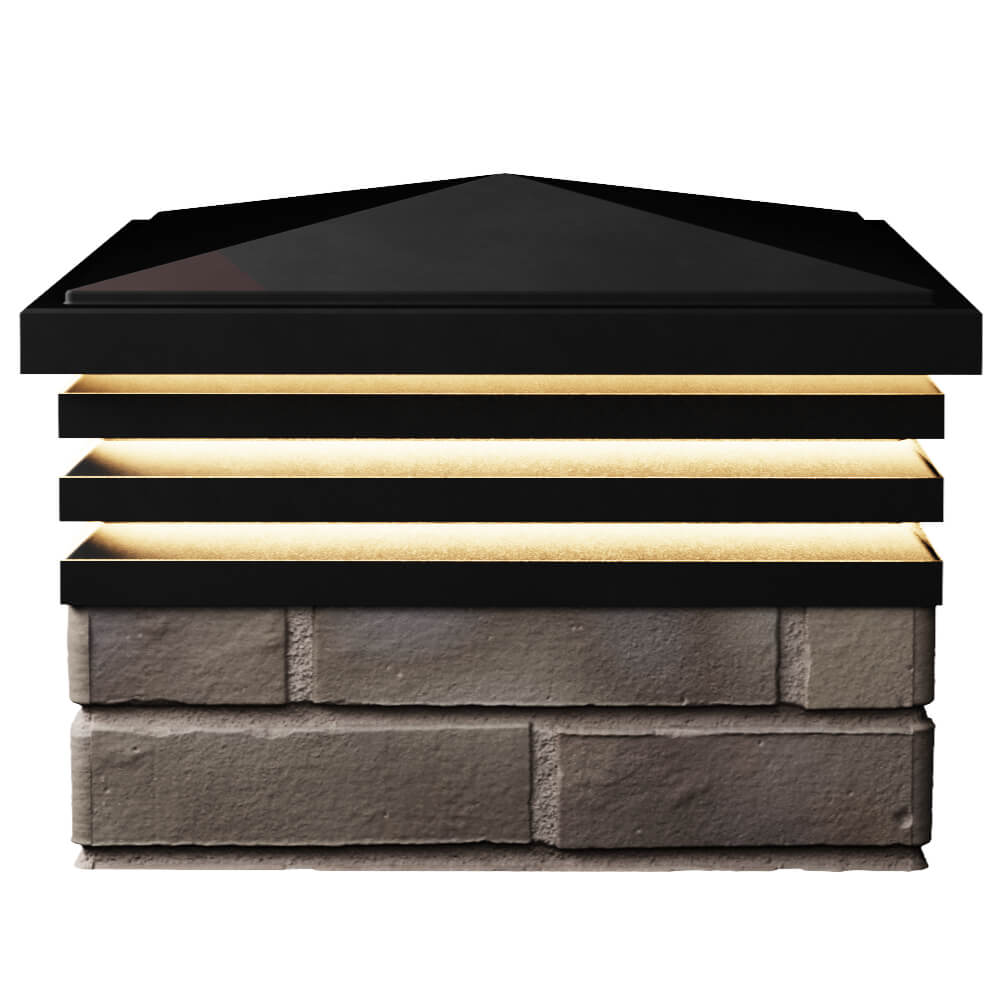 Колпак Zking Бона ХайТек Черный на столб 1.5х1.5 кирпича (385х385мм) с подсветкой в Гулькевичах фото