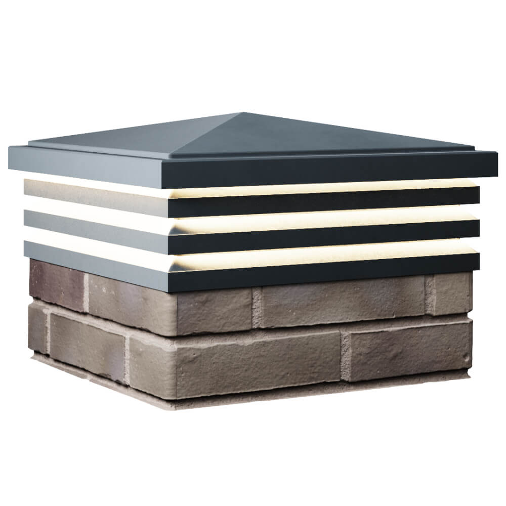 Колпак Zking Бона ХайТек Серый на столб 1.5х1.5 кирпича (385х385мм) с подсветкой в Гулькевичах фото