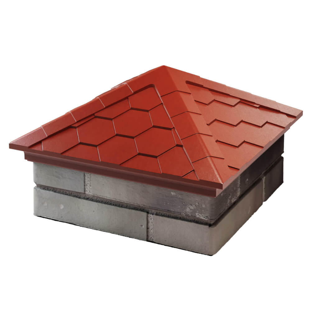 Колпак Zking Эверест Красный на столб 1.5х1.5 кирпича (390х390мм) в Гулькевичах фото