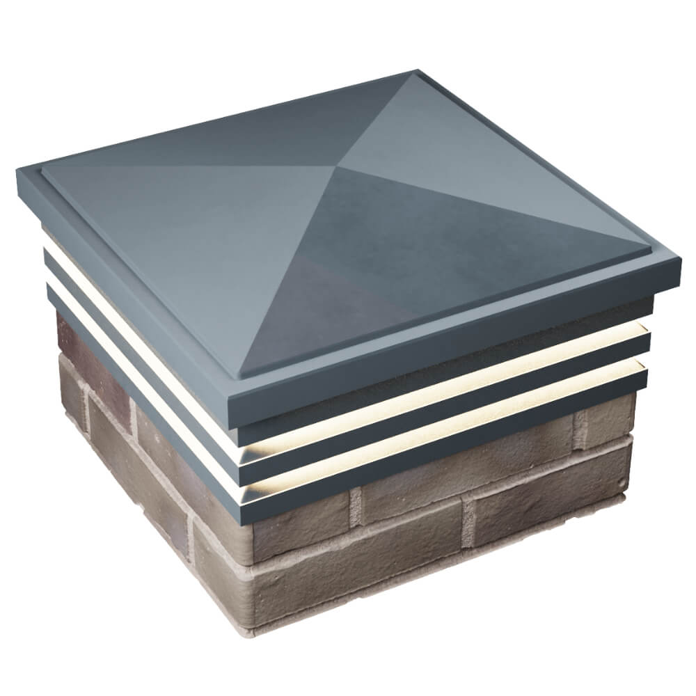 Колпак Zking Бона ХайТек Серый на столб 1.5х1.5 кирпича (385х385мм) с подсветкой в Гулькевичах фото