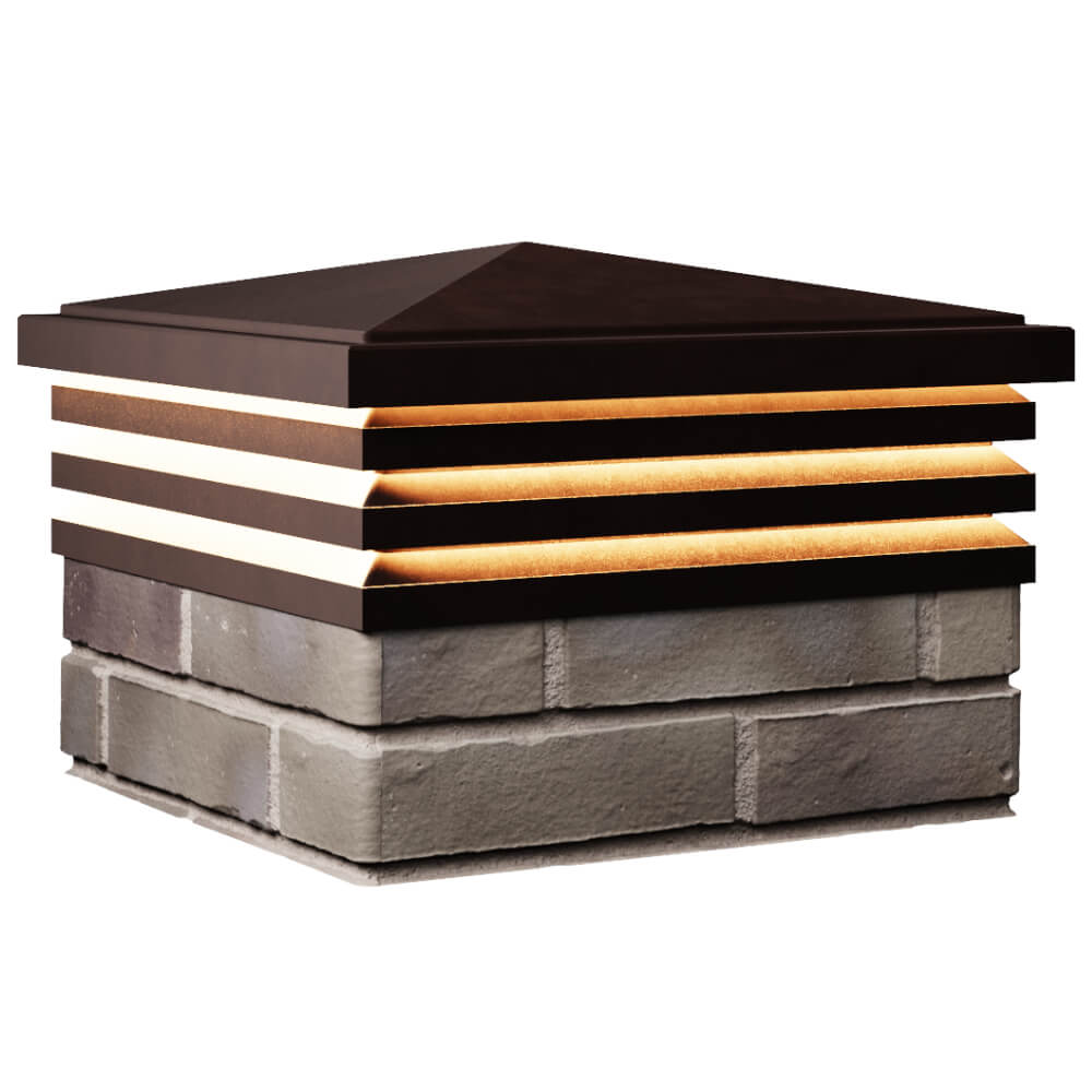 Колпак Zking Бона ХайТек Коричневый на столб 1.5х1.5 кирпича (385х385мм) с подсветкой в Гулькевичах фото