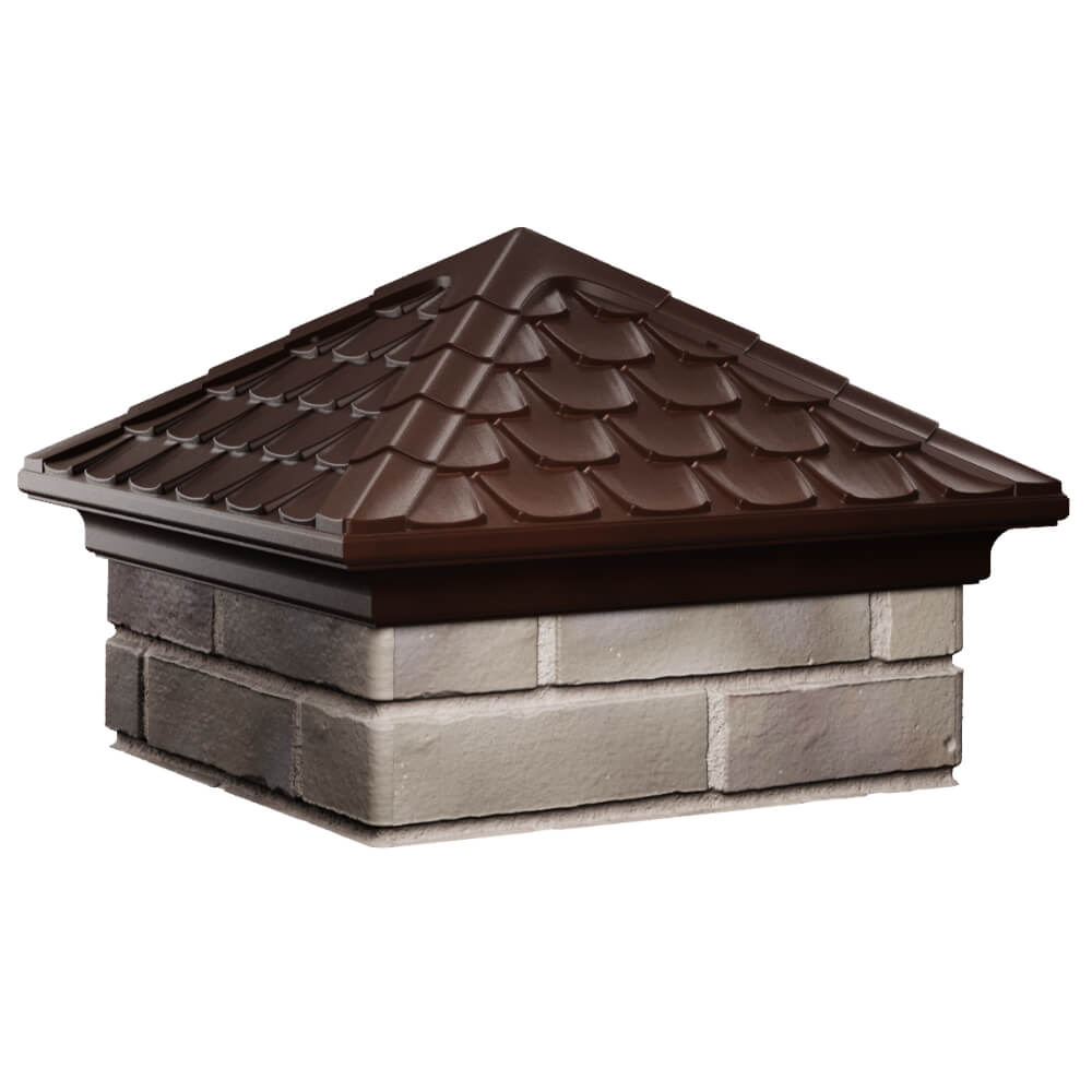 Колпак Zking Эльбрус Коричневый на столб 1.5х1.5 кирпича (385х385мм) в Гулькевичах фото