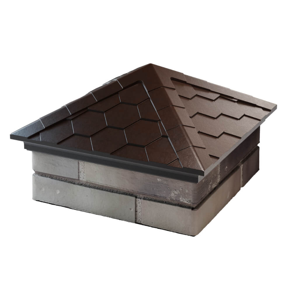 Колпак Zking Эверест Коричневый на столб 1.5х1.5 кирпича (390х390мм) в Гулькевичах фото