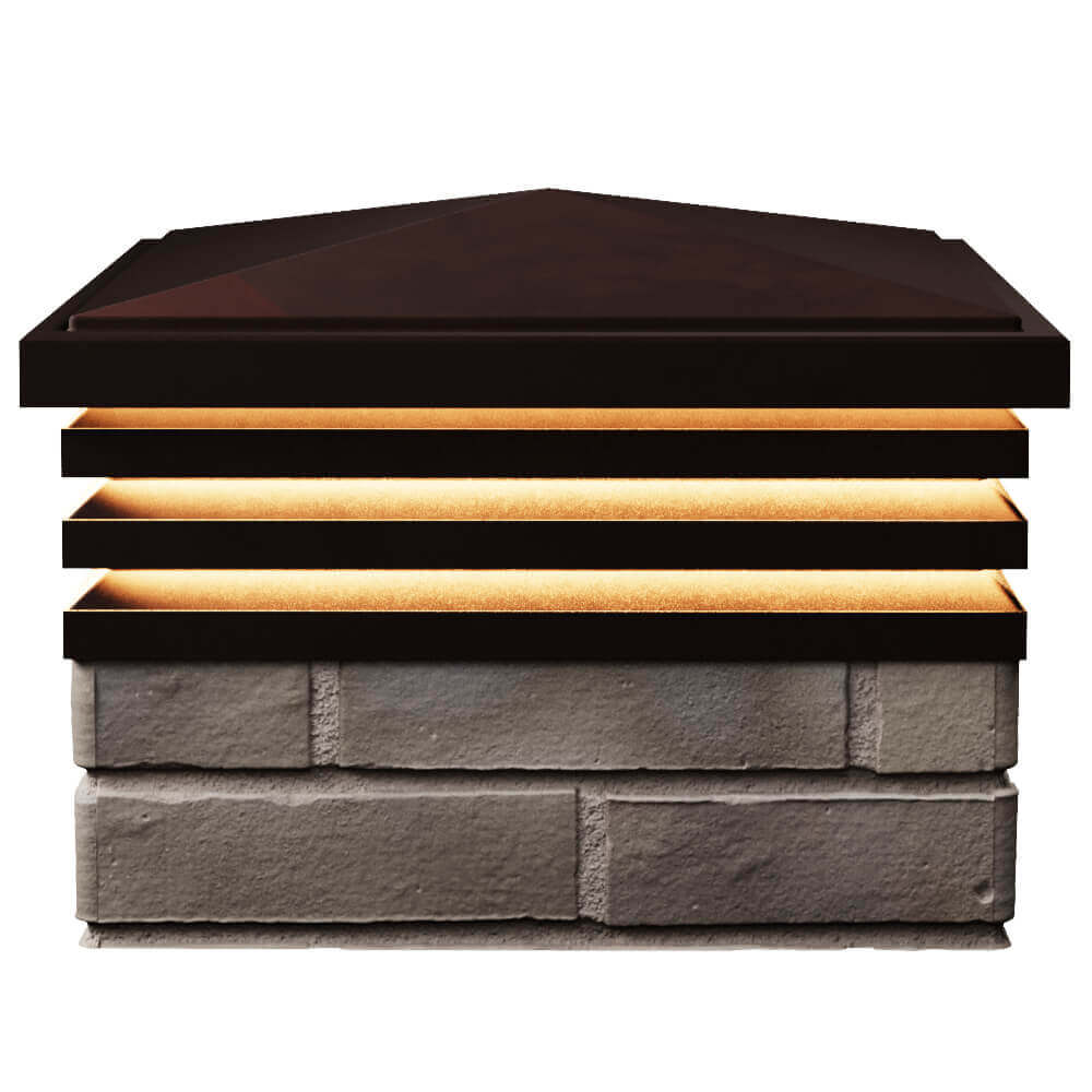 Колпак Zking Бона ХайТек Коричневый на столб 1.5х1.5 кирпича (385х385мм) с подсветкой в Гулькевичах фото